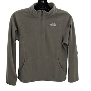 The North Face Girl's Gray 1/4 Zip Kangaroo Pouch Fleece Pullover Size 14-16